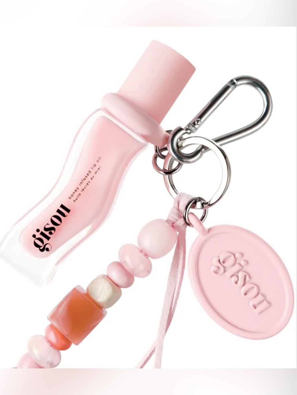 Gisou Vanilla Glaze Pink Beaded Lippie Chain Bag Charm Keychain - NEW!
